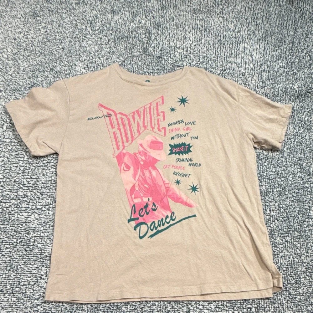 Vintage David Bowie Let's Dance Graphic T-Shirt Beige/Tan Rock & Pop Size M